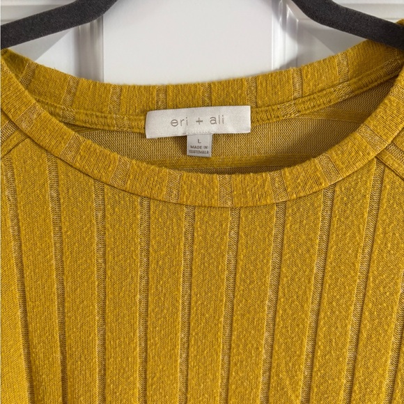 ERI + ALI. Bright citron gold light weight scoop sweater with fluted sleeves. - Picture 2 of 3